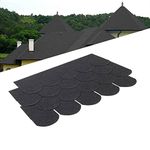 Pack of 18pcs Asphalt Roof Shingles 2.61sqm Self-Adhesive Sheds Roofing Felt Shingles Tiles for Most Roof of Sheds Arbour Porch Wendy House Doghouse Log Cabin (Fish-Scale Shingles, Black)