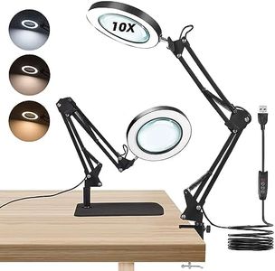 Towwoo Lampada con Lente d'Ingrandimento, 10X Lente d'ingrandimento da Tavolo con Luce e Supporto, 72 LED Dimmerabili, 3 Colore e 10 Livelli di Luminosità, per Lettura, Riparazione, Artigianato