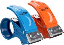 PROSUN 2 Pack Metal Packing Tape Dispenser Gun:2-inch Wide Tape Dispenser / 3-Inch Inner Paper Core(2" Blue + 2" Orange)