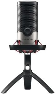Cherry UM 6.0 Advanced, USB Microphone for Streaming, Podcasting & Home Office Use, 2 Polar Patterns, Shock Mount, Compatible with PC/Mac/PS4/PS5, Black/Silver