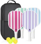 AOBORTY Pickleball Paddles 4 Pack - Light Graphite Premium Rackets Fiber Face Pickleball Set with 6 Outdoor Indoor Balls Including Portable Carry Bag