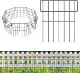 10 Pack Garden Fence,No Dig Animal Barrier Fence,13" Lx17 H Garden Barrier Border Fencing for Dogs Metal Fence Panels for Garden Outdoor,Black Small Metal Garden Fence Panels Fox Protection Barrier.