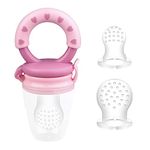 Baby Fruit Feeder Pacifier - Tinabless Fresh Food Feeder, Infant Fruit Teething Toy for 3-24 Months Toddlers & Kids, BPA Free, CPC Certified (Pink)