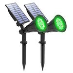 Solar Spotlight, IP65 Waterproof 4 LED Solar Lights Wall Light,Auto-on/Off Security Light Landscape Light 180° angle Adjustable for Tree,Patio,Yard,Garden,Driveway,Pool Area.T-SUNUS(2 Pack Green)