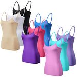 Ladies 3 Pack Camisole Seamless Vests Cami Black White Nude Stretchy Vest Plus Size UK 8-22 (9 Pack - S)