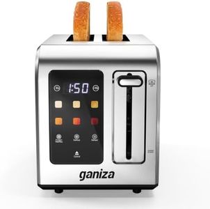 Ganiza Smart Toaster 2 Slice with Touchscreen, Digital Countdown Timer, Touch Screen Toaster Wide Slot, Full Stainless Steel, Defrost Reheat Cancel, +/-10s Fine-Tune, Removable Crumb Tray, Max 925W
