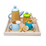 Toyroom-Room Full Of Smiles Wooden Pretend Play Tea Set with Tray | Kitchen Accessories Kit for Little Girls Boys Kids | Tea Party Set | Montessori Toys for Toddlers (Multicolor, 15 Pieces)