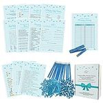 Dessie Baby Shower Games for Boys - Ultimate Boy Baby Shower Kit Includes 9 Unique Games, 25 Pens and Baby Boy Shower Decorations (100 Mini Clothespins +100 Mini Acrylic Pacifiers)