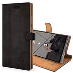 Snakehive Vintage Wallet for Samsung Galaxy Note 20 || Real Leather Wallet Phone Case || Genuine Leather with Viewing Stand & 3 Card Holder || Flip Folio Cover with Card Slot (Black)