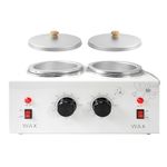 Double Portable Wax Warmer Machine for Painless Hair Removal, Women Men Professional Wax Heater with Adjustable Temperature Set,40pcs Wax Sticks (White- Double Pots)