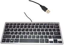 iKKEGOL Mini USB Slim Wired 78 Key Small Super Thin Compact Keyboard for Desktop Laptop PC Win 7 Mac (Silver + Black)