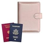 kwmobile Passport and Vaccine Pass Wallet - Synthetic Leather Holder for ID, Cards, Vaccination Pass, Passport - Rose Gold