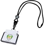 Specialist ID Horizontal 3 Card Badge Holder & Heavy Duty Lanyard with Breakaway Clip and Key Ring - Hard Plastic Rigid Name Tag Protector - Top Load for Three Badges - Clear Front Window (Black)