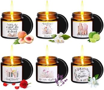 6 Pieces Book Lover Scented Candle 4oz Readers Candle Library Lovers' Day Gifts Soy Wax Jar Candle for Readers Book Lovers Librarian Gifts