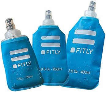 FITLY Soft Flask 3 Pack - 5 oz (150 ml), 8.5oz (250ml), & 13.5oz (400ml) - Shrink As You Drink Soft Water Bottle for Hydration Pack - Folding Water Bottle For Running & Hiking - Running Water Bottle