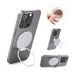 AUROX for Magsafe Base Phone Grip, Magnetic Base R Stand Compatible with PopSocket, Magnetic Desk Phone Stand, Socket Grip Base for iPhone 16/15/14/13/12 Series, Compact Makeup Mirror,Silver