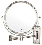 Wall Mounted Makeup Mirror, 1X/5X Magnifying Mirror Double Sided, 8 Inch Extendable Bathroom Mirror for Shaving, Nickel ALHAKIN