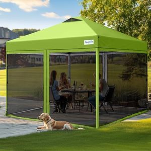 Quictent 10'x10’ Pop up Screened Canopy Tent with Mosquito Netting, Portable Easy up Outdoor Screen House Shelter for Patio, Camping and Picnic, Includes Wheeled Carry Bag