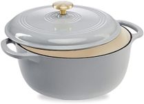 Best Choice Products 6 Quart Enamel Cast-Iron Round Dutch Oven, Family Style Heavy-Duty Pre-Seasoned Cookware for Home, Kitchen, Dining Room, Oven Safe w/Lid, Dual Handles - French Gray