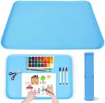 Premium Silicone Art Mat for Crafts, 24" x 16" Non-Slip Art Mat for Painting, Clay, Resin, Slime, Jewelry-Making, and Crafts – Waterproof & Easy to Clean, Raised Edges for Mess-Free Crafting (Blue)