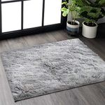 Tenekee Rugs Living Room Fluffy Area Rug for Bedroom Shaggy Carpet Anti Slip Rugs Soft Modern Plush Carpets Suitable for Home Decor (Grey White, 60 * 110cm)