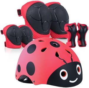 Kids Bike Helmet Set, Toddler Helmet for Boys Girls Age 2-8 8-14 with Knee Elbow Pads Wrist Guards for Bike Skating Skateboard Rollerblading Scooter