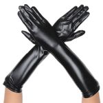 DreamHigh Women's 17" Long Satin Cosplay Finger Gloves Black