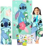 Disney Lilo and Stitch Beach Towel for Kids - Bundle with 27" x 54" Stitch Microfiber Pool Towel Plus Stickers, Tattoos, More | Lilo and Stitch Beach Towel Set