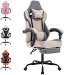 WOTSTA Gaming Chair, Ergonomic Gaming Chair with Footrest and Lumbar Support, Computer Chairs, Height Adjustable Computer Racing Gamer Chairs for Gaming or Office, Beige Blue