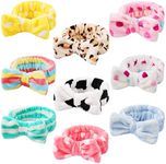 9 Pack Spa Headband Facial Makeup Headband, Coral Fleece Cosmetic Headband Face Wash Headband , Bow Hair band for Washing Face Terry Cloth Headbands for Women Girls (Color A)