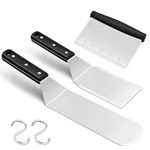 Joyfair Griddle Spatula, Stainless Steel BBQ Spatula Set of 3, Burger Turner/Griddle Accessories/Pancake Flipper Great for Cast Iron Griddle BBQ Grill Flat Top, Commercial Grade & Dishwasher Safe