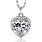 MomentWish Heart Necklace, 1Carat Moissanite Anniversary Necklace for Wife, D Color VVS1 Simulated Diamond Heart Necklaces for Women