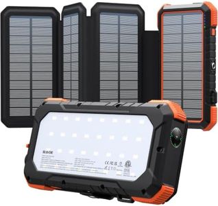 BLAVOR Solar Charger Power Bank, PD 18W Fast Charging 20000mAh Battery Pack with 4 Foldable Panels, Portable Solar Powered USB C Charger with Camping Flashlight Compass Carabiner for Cell Phone