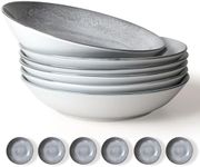 Wareland Pasta Bowls Set of 6, 25 Ounce Ceramic Salad Bowls, 7.85 Inch Dinner Plates, Serving Bowls for Party, Plates and Bowls Sets, Shallow Soup Bowls, Microwave Dishwasher Safe, Grey