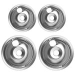 WB31T10010 WB31T10011 Chrome Range Drip Pans - Compatible with GE Hotpoint Ken-more Electric Range with Locking Slot - Includes 2 6-Inch and 2 8-Inch Drip Bowl Pans - 4 Pack