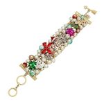 Betsey Johnson Womens Christmas Pearl Statement Bracelet