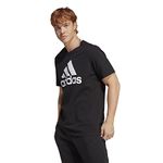 adidas Men Essentials Single Jersey Big Logo Short Sleeve T-Shirt, L Tall, 3 inch Black/White