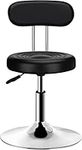 QiCheng&LYS Round Modern bar Stool Backrest PU Leather Height Adjustable 360 Swivel Stool,for Home Office Kitchen Barbershop Bar Spa Rotating Drawing Office Stool(black with backrest)