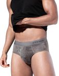 DAMENSCH Men's Regular Fit Printed Briefs Underwear | Supima, Modal Fabric, Anti-Bacterial and Microfibre Waistband-Lava Grey-M