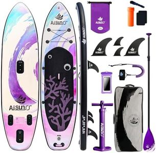 AISUNSS Inflatable Paddle Board for Adult, Paddle Board for All Skill Levels, Wide SUP Board with Primium Accessories Include SUP Carry Bag, Hand Pump, 10L Waterproof Bag