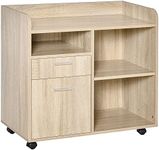 Vinsetto Lateral Filing Cabinet, Printer Stand, Mobile File Cabinet with Drawer for Letter or A4 File, Home Office, Oak