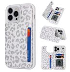 iCoverCase for iPhone 13 Pro Max Phone Case with Card Holder, iPhone 13 Pro Max Wallet Case for Women Men [RFID Blocking] PU Leather Protective White Case for iPhone 13 Pro Max (Gray Leopard)