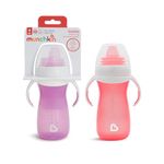Munchkin Gentle Transition Baby Bottles 2 Pack| Babies and Toddler Bottle with Handles and Lids| Kids Water Bottle with Spout |Non Spill | Baby Led Weaning | for 9+ Months| 10oz/296ml | Pink/Purple