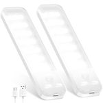 OUILA Under Cabinet Kitchen Lights, 21 LED [2 Pack] Cold White Motion Sensor Lights Indoor, 1000mAh USB-C Rechargeable LED Lights for Cupboard, Kitchen