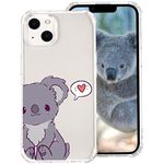 Heart Koala Clear Case for iPhone 7/8/SE 2020, Transparent Thin Soft TPU Four Shockproof Corner Bumper Protective Cover Kawaii Animal Pattern Anti-Scratch Cases for Kids Teens Woman Girls