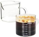 BeanZeek 2 Pack Espresso Measuring Glass Cups, Coffee Measuring Cups 75ml Capacity Each