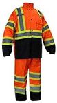 New York Hi-Viz Workwear RK Safety RW-CLA3-TLM55 Class 3 Rain suit, Jacket, Pants High Visibility Reflective Black Bottom with X pattern (2XL, Lime)