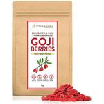 1KG 100% Natural Goji Berries from Tibetan Plateau, Large RAW & Sun-Dried, Pure Wolfberry Fruit Snack, No Additives, Pesticides, Sulphites, Non-GMO, Gluten-Free, Vegan Healthy Superfood