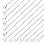 20pcs Stainless Steel Chains Bulk Necklace Chain Bulk for Jewelry Making Silver Chain Necklace Pack 1.5 Mm Thin Chains Silver Cable Chains for Necklace Making Supplies, Necklace Chains for Pendants