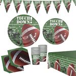 Football Party Supplies, 2023 Super Bowl Party Decorations Kit Serve 24, Includes Football Banner, Plates, Napkins, Cup, Tablecloth, Perfect for Football Birthday Party Tailgate Party